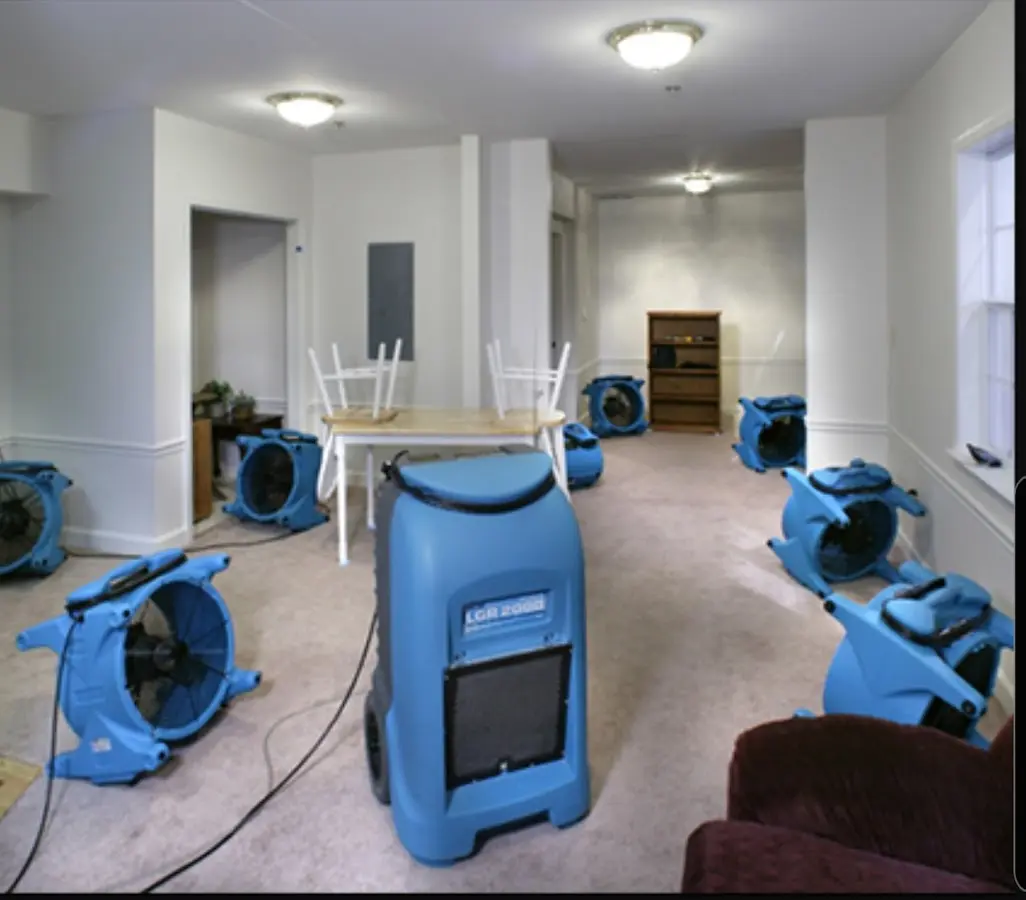 Air movers and dehumidifier setup for Water Damage Restoration in Kaneohe