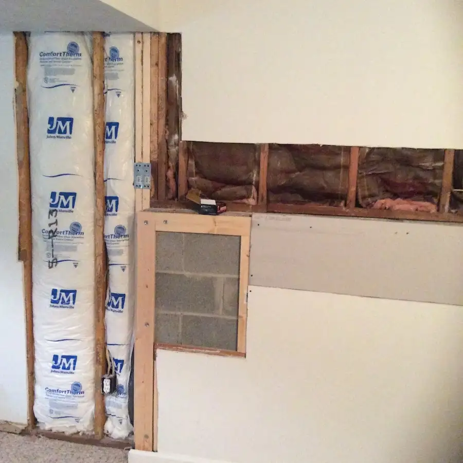 Wall insulation replacement during Basement Flood Cleanup in Kaneohe